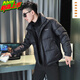 喬易倫假兩件立領(lǐng)羽絨服男冬季潮牌痞帥加厚上衣服2025新款男士冬裝外套 黑色 M