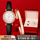 I&W CARNIVAL HWGUOJI瑞士品牌IW手表女達(dá)芬系列皮帶進(jìn)口石英機(jī)芯女士手表時(shí)尚防水女表 愛(ài)沃馳玫金白面/黑皮帶+高檔女士手鐲