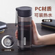 萬家全水杯塑料杯男女士雙飲耐高溫杯子辦公室泡茶水分離學(xué)生便攜水杯 商務(wù)黑茶漏塑料杯500ml