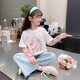 兜兜王國女童長(cháng)袖T恤打底衫中大童寬松百搭上衣2025新款假兩件百搭棉上衣 白色 【花朵2405款】 150