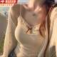 CEENIU蕾絲吊帶背心女夏季新款帶胸墊可外穿內(nèi)搭無(wú)袖打底衫純欲辣妹上衣 胸前小蝴蝶結(jié)蕾絲吊帶【杏色】 均碼 【75-125斤】