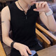 奧軒爵 背心男夏季新款男士無(wú)袖坎肩休閑潮流V領(lǐng)汗衫t男裝上衣服 黑色 L 建議100-115斤