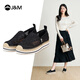 快樂瑪麗（J&M）漁夫鞋女2025夏季新款鏤空透氣網(wǎng)面鞋輕便通勤休閑鞋單鞋松糕鞋女 黑色 37 (曬圖送20元紅包）