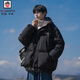 AEMAPE日系cityboy假兩件羽絨棉衣男款冬季加厚外套美式復古潮牌棉服襖 黑色 XL 135-150斤