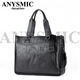 ANYSMIC奢侈高端品牌公文包2025真皮男包大容量男士手提包休閑百搭高級感 黑色 40*33*13