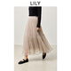 LILY2025夏新款女裝設計感不規則壓褶寬松休閑輕盈蓬松半身裙長(cháng)裙 522野鴿灰 M