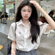 妙奕嘉短袖襯衫女白色洋氣休閑通勤風(fēng)法式襯衣夏季女面試職業(yè)裝jk襯衫 白色小兔刺繡短袖襯衫 S 【建議100斤內(nèi)】