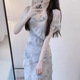 FHHUABD純欲風(fēng)長裙女夏季法式氣質(zhì)輕熟御姐溫柔風(fēng)設(shè)計感小眾別致連衣裙子 圖片色 XL