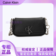 凱文克萊時尚單肩包禮物鏈條包包金屬字母旋扣翻蓋CK女包斜挎馬鞍包 DH3240 黑色