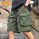 吉普（JEEP）冰絲短褲男夏季休閑工裝褲寬松褲子男士運動五分褲 軍綠  XL