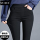 NY-RCE松緊腰打底褲女外穿春秋季新款高腰夏薄款黑色大碼鉛筆小腳黑褲 松緊腰黑色九分【春秋款】 L