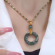 夏季項鏈女復(fù)古氣質(zhì)輕奢小眾高級平安扣吊墜女設(shè)計百搭ins毛衣鏈 百搭玉石項鏈【平安扣項鏈吊墜】 時尚新品- 廠家直銷