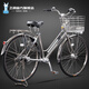 飛鴿（FLYING PIGEON）無鏈條傳動軸自行車發(fā)電花鼓成人男女城市通勤代步日式復古單車 無鏈條傳動軸-發(fā)電花鼓-打氣筒版