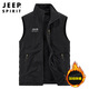 JEEP SPIRIT吉普馬甲男外套男士春秋加絨戶(hù)外休閑無(wú)袖背心上衣男裝 黑色 5XL