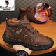 西域駱駝斷碼男款鞋大牌原單撤柜高幫男士真皮戶(hù)外馬丁靴防滑耐磨工裝 暗棕色[9501加絨款] 42