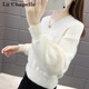 拉夏貝爾（La Chapelle）圓領(lǐng)毛衣女2026秋冬新款小個(gè)子外穿寬松短款韓版百搭針織打底衫潮 白色[加厚版] L