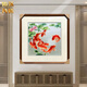 伯莎丹頓（BERTHA DENTON）蘇繡掛畫手工刺繡高檔荷花九魚圖結(jié)婚禮品臥室床頭客廳餐廳裝飾畫 九魚荷花圖 外框75x75cm