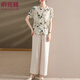 俞兆林中老年媽媽女裝2025短袖雪紡衫女時(shí)尚洋氣小個(gè)子夏裝上衣襯衫套裝 綠色套裝 3XL 適合135-150斤
