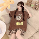 俊俊穗迪美Kiti貓睡衣女夏季2025年新款純棉短袖卡通學(xué)生大碼夏天家居服套裝 短-WB-5508 XL 【建議120-140斤】