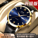 I&W CARNIVAL HWGUOJI瑞士手表男士全自動(dòng)機械表防水夜光雙日歷商務(wù)男腕表名表十大品牌愛(ài)沃馳皮帶間金藍面【男款】 定制刻字+原裝皮表帶