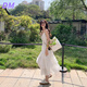 DALEY MODE白色吊帶連衣裙女2025春季新款海邊度假風(fēng)蛋糕裙沙灘長裙百搭時(shí)尚 白色 S