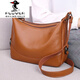 PLOVER真皮斜挎包女女神節時(shí)尚百搭軟頭層牛皮大容量單肩包中年媽媽包 MS19828土黃色