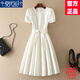 莫代爾公主風(fēng)小個(gè)子顯高小白裙女2025夏季新款高級(jí)感簡(jiǎn)約圓領(lǐng)收腰連衣裙 白色 M 【100-110斤】