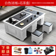 紫桐家居（Z-Tong Furniture）巖板功夫茶幾客廳家用帶燒水多功能一體嵌入式茶臺(tái)辦公室泡茶桌椅 白色+石茶盤 (茶具全套） 120*65【不銹鋼底部上水】