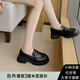 小碼女鞋313233碼厚底粗跟樂福鞋夏季新款小皮鞋英倫風(fēng)樂福鞋34碼 黑色【增高5cm】 33