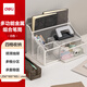 得力(deli) 金屬網紋辦公筆筒 多功能四格辦公抽屜式桌面收納盒擺件 辦公用品 白色PK150