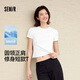 森馬（Semir）涼感T|森馬短袖T恤女短款刺繡修身休閑2025新款基礎圓領(lǐng)正肩夏裝 本白10102 S