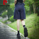 皮爾卡丹牛仔短褲女夏季薄款2025新款高腰設(shè)計(jì)感小眾直筒五分褲女闊腿中褲 丹寧藍(lán) L
