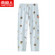 南極人兒童睡褲純棉夏季薄款男童中大童家居褲女孩寶寶空調長(cháng)褲子直筒 淺藍幸運狗 140 尺碼正
