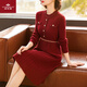 俞兆林（YUZHAOLIN）媽媽裝2025春秋新款針織連衣裙中老年女裝喜婆婆裝秋季高端婚禮服 酒紅色 M （建議85-105斤）