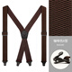IFSONG男士背帶夾戶(hù)外背帶滑雪吊褲帶機車(chē)運動(dòng)肩帶玉米紋肩帶褲子防掉帶 【3.5CM】咖啡色X型背帶
