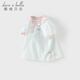 戴維貝拉（DAVE＆BELLA）2025夏裝新款純棉女童t恤兒童短袖上衣女寶寶衣服小童打底套頭衫 藍白條紋【現貨】 110 cm（建議身高100-110cm）