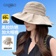 卡帝樂鱷魚（CARTELO）黑膠防曬帽女士夏季戶外遮陽(yáng)帽防紫外線太陽(yáng)帽蝴蝶結(jié)加大帽檐帽子