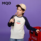 馬騎頓（MQD）MQD童裝男大童25新品潮酷休閑撞色插肩袖卡通圓領(lǐng)T恤親子 藏青 150