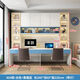 榕楚實(shí)木雙人書(shū)桌書(shū)架組合輕奢現代電腦桌書(shū)柜一體臥室加長(cháng)兒童學(xué)習桌 A04-白色+霧霾藍【 240長(cháng)】