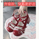 素優(yōu)米小皮鞋Lolita鞋子lo鞋可愛洛麗塔日系甜美瑪麗珍蝴蝶結(jié)圓低跟 酒紅色 35