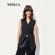 MO&Co.西裝馬甲2025夏新品正肩V領(lǐng)收腰可調(diào)節(jié)腰帶通勤風(fēng)MBE2WAIT01 黑色 M 165