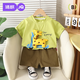 婧麒（JOYNCLEON）寶寶套裝夏季薄款卡通可愛(ài)短袖分體衣服男兒童休閑短褲兩件套 綠色 100 cm
