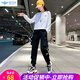 歐貝汐休閑工裝褲女新款春夏秋冬季加絨學(xué)生寬松韓版高腰束腳運動(dòng)褲子潮 S40黑色褲子 常規 L