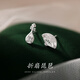 巷南999純銀折扇琵琶耳釘小眾設(shè)計女生禮物新中式耳環(huán)高級不對稱耳飾 999銀折扇琵琶耳釘（一對）