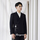 BUSYCON【新中式】黑色青果領(lǐng)新郎結(jié)婚禮服男士商務(wù)西裝套裝宴會(huì)外套西服 黑色(兩件套:上衣+褲子) 54 參考體重165-175斤