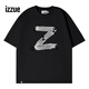 izzue  it潮牌重磅雙紗棉短袖t恤男夏季100%純棉五分袖字母男士半袖潮T