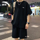 安踏（ANTA）運(yùn)動(dòng)套裝男冰絲速干T恤短褲男士衣服休閑春夏季薄款足球服籃球服 基礎(chǔ)黑/基礎(chǔ)黑【速干】 XL