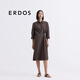 ERDOS【絲棉府綢】春夏不對稱(chēng)系帶通勤中長(cháng)款女連衣裙 大象灰 M 165/84A
