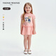 Teenie Weenie Kids小熊童裝25年夏新款女寶寶泡泡袖短袖印花連衣裙 粉色 100 cm