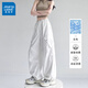 真維斯JEANS美式白色傘兵工裝褲女2025夏季新款薄款寬松休閑運(yùn)動(dòng)登山褲 白色 L